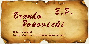 Branko Popovicki vizit kartica